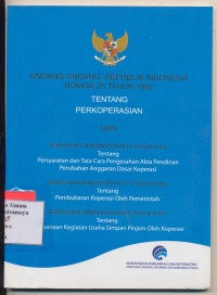 Image of Undang-undang Republik Indonesia nomor 25 tahun 1992 Tentang Perkoprasian dan peraturan pemerintah no.4 tahun 1994